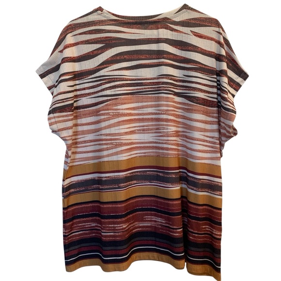 Plus Size Striped Brown, Beige and White Top - 1X - Picture 13 of 14